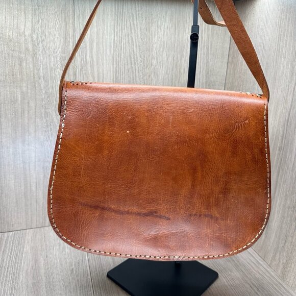 Vintage Studded Shoulder Purse Tassel Flap Adjustable Leather Brown - Picture 8 of 13